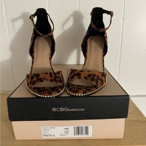 Leopard Print Heeled Sandals